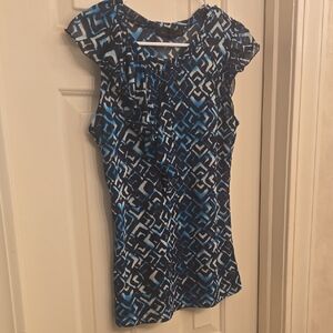 The Limited Blue and Black Geometric Blouse